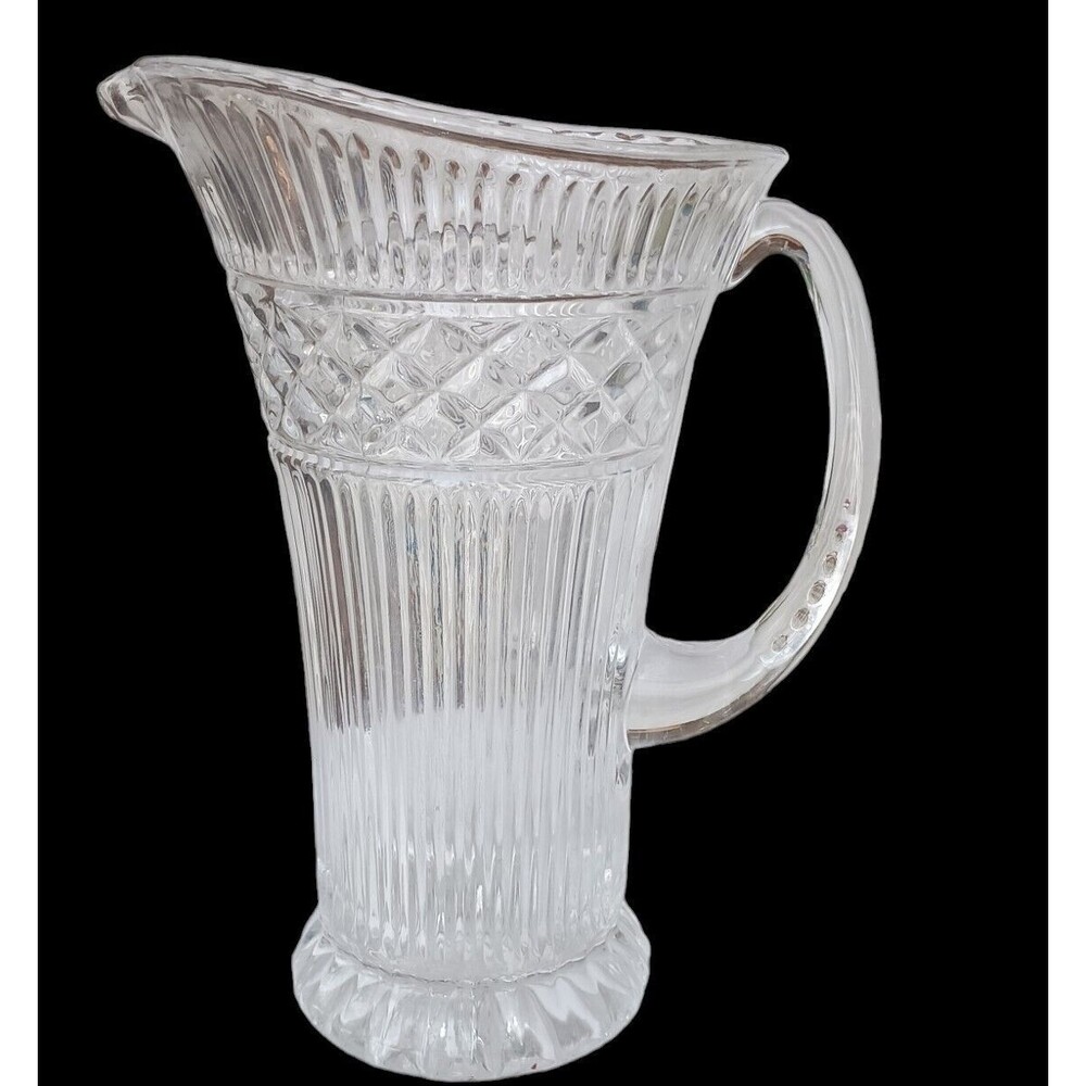 Fifth Avenue Clear RibbedCrystal Pitcher ‘Estate’ 40oz 11” Geometric